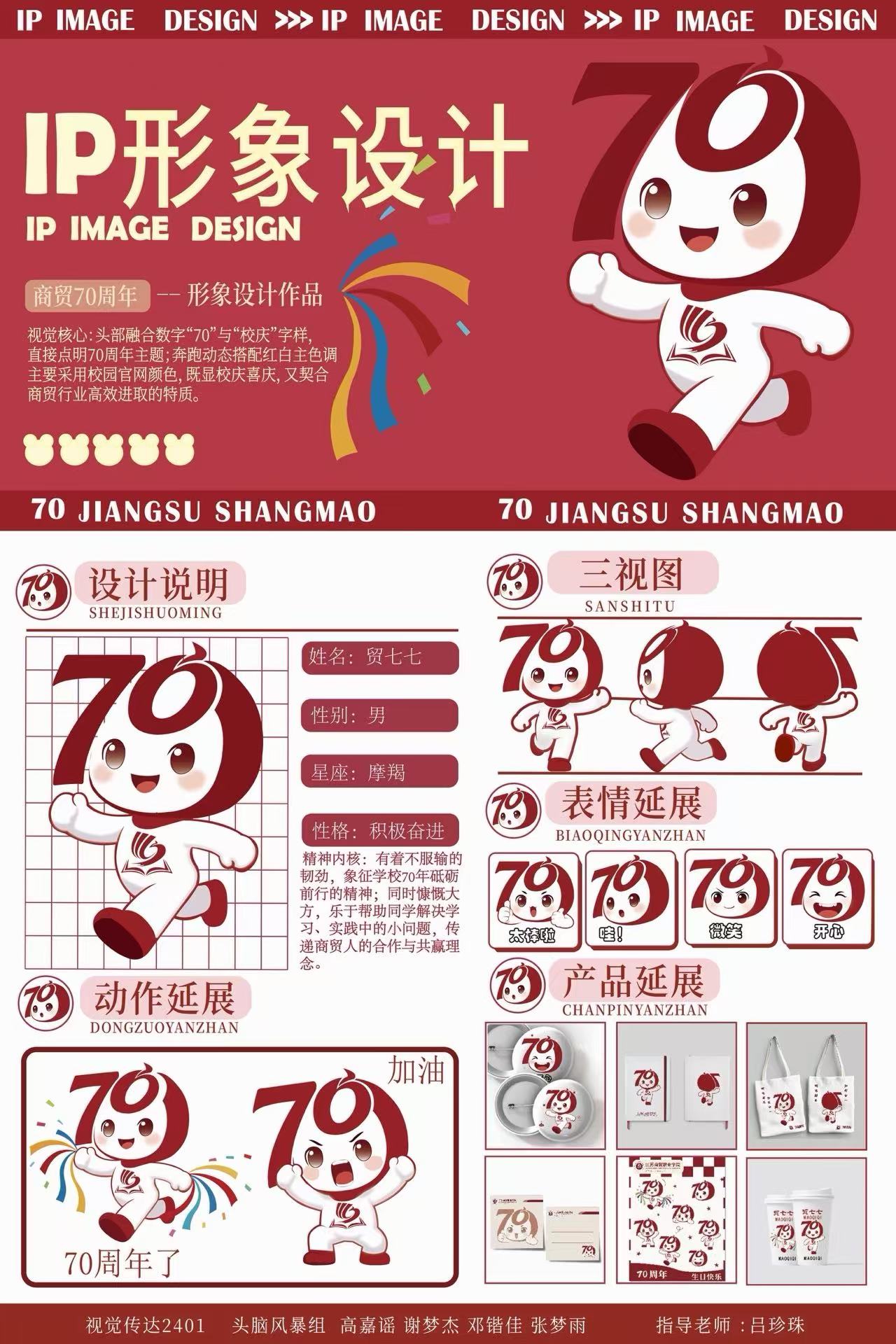 江苏商贸职业学院70周年IP形象设计